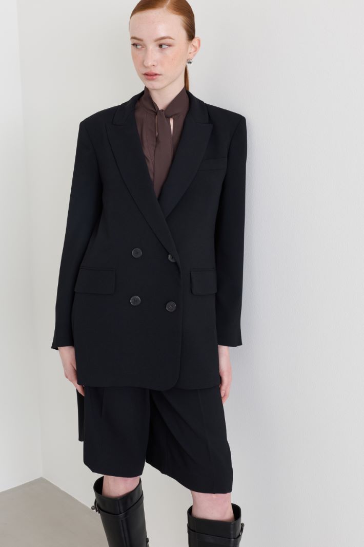 Longline double-breasted blazer - BLACK - Intrend - 2