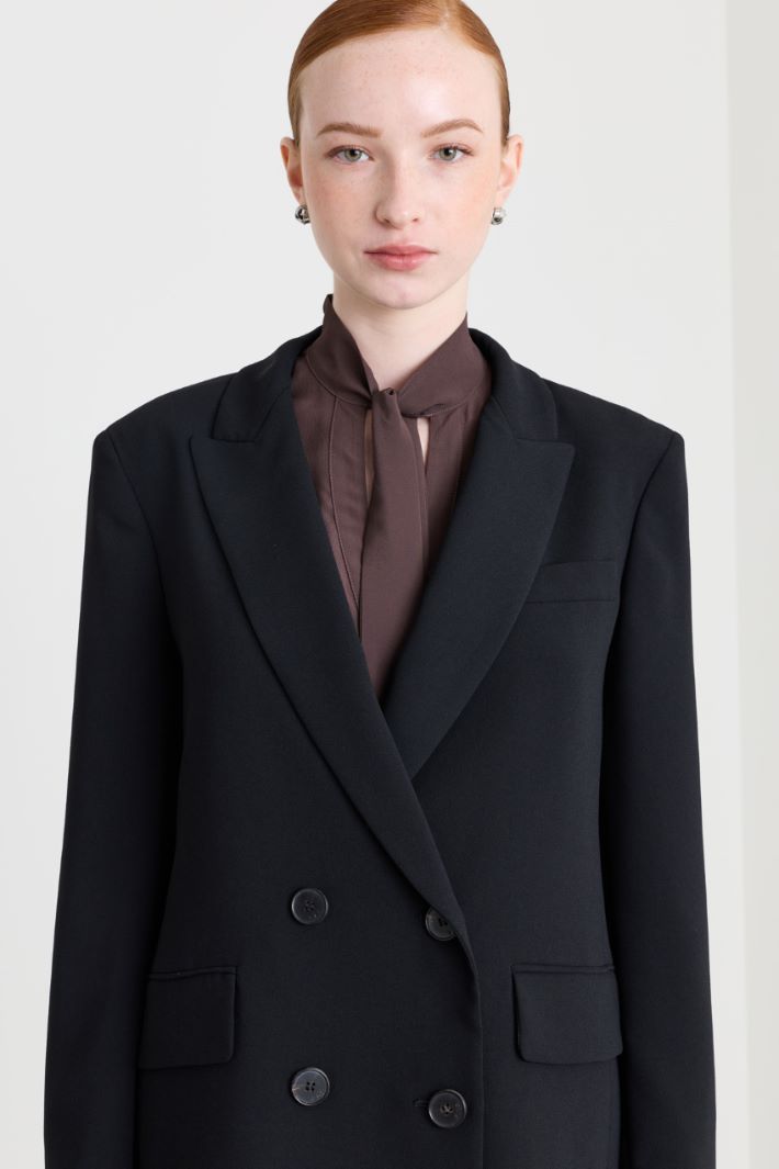 Longline double-breasted blazer - BLACK - Intrend - 3