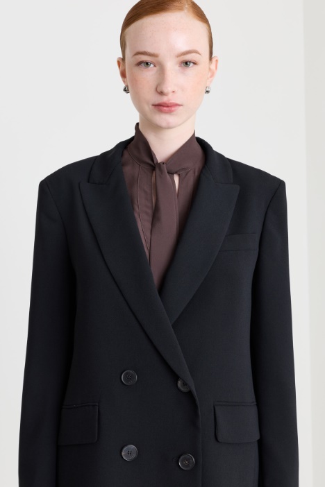 Blazer doppiopetto allungato in crepe opaco