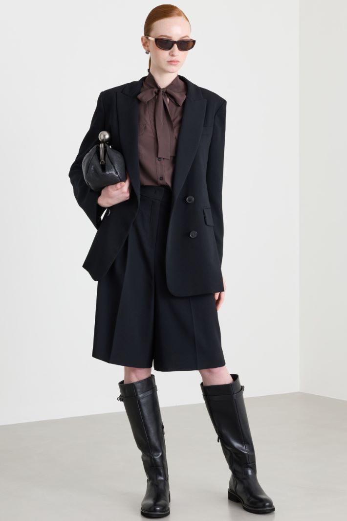 Longline double-breasted blazer - BLACK - Intrend