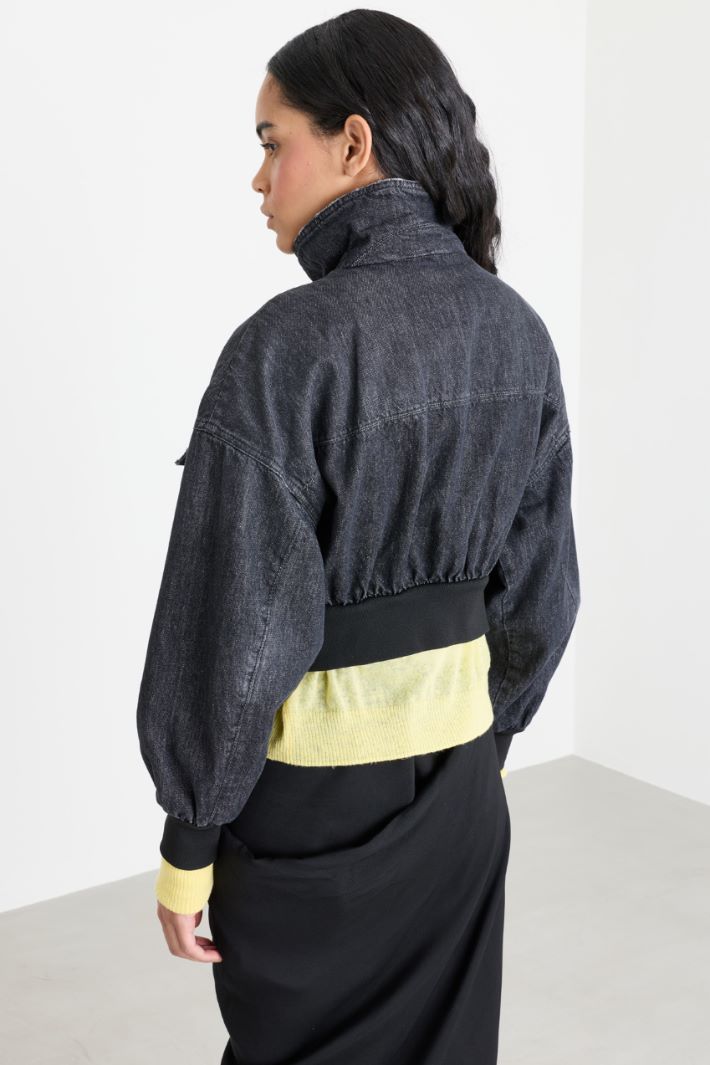 Denim bomber jacket - BLACK - Intrend - 4