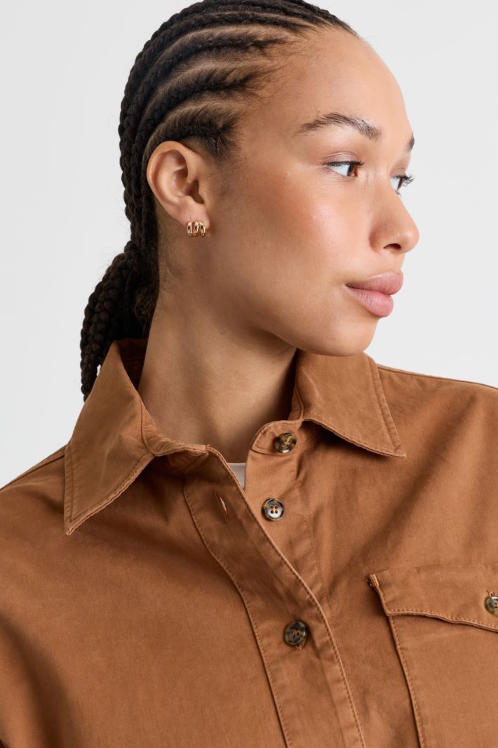 Lightweight satin jacket - BROWN - Intrend - 3