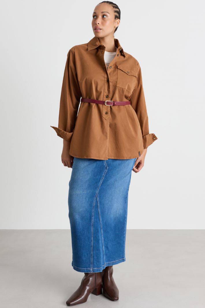 Lightweight satin jacket - BROWN - Intrend