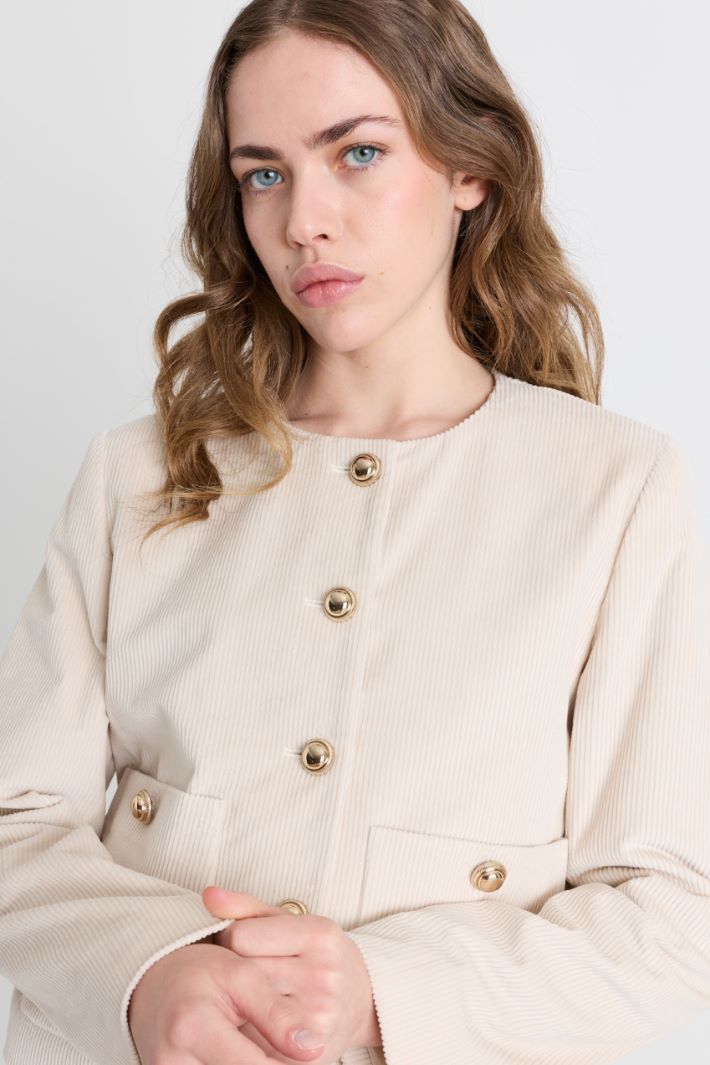 Veste coupe boxy en velours côtelé - IVOIRE - Intrend - 3