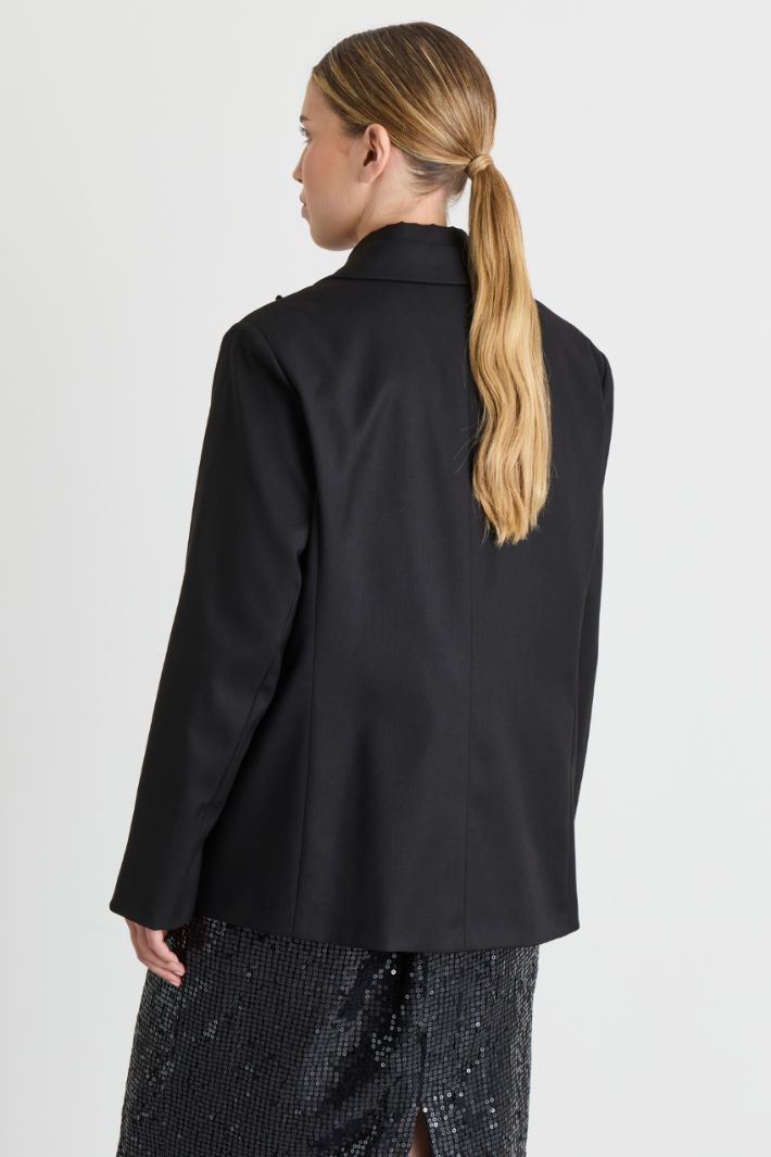 Blazer en flanelle - NOIR - Intrend - 4