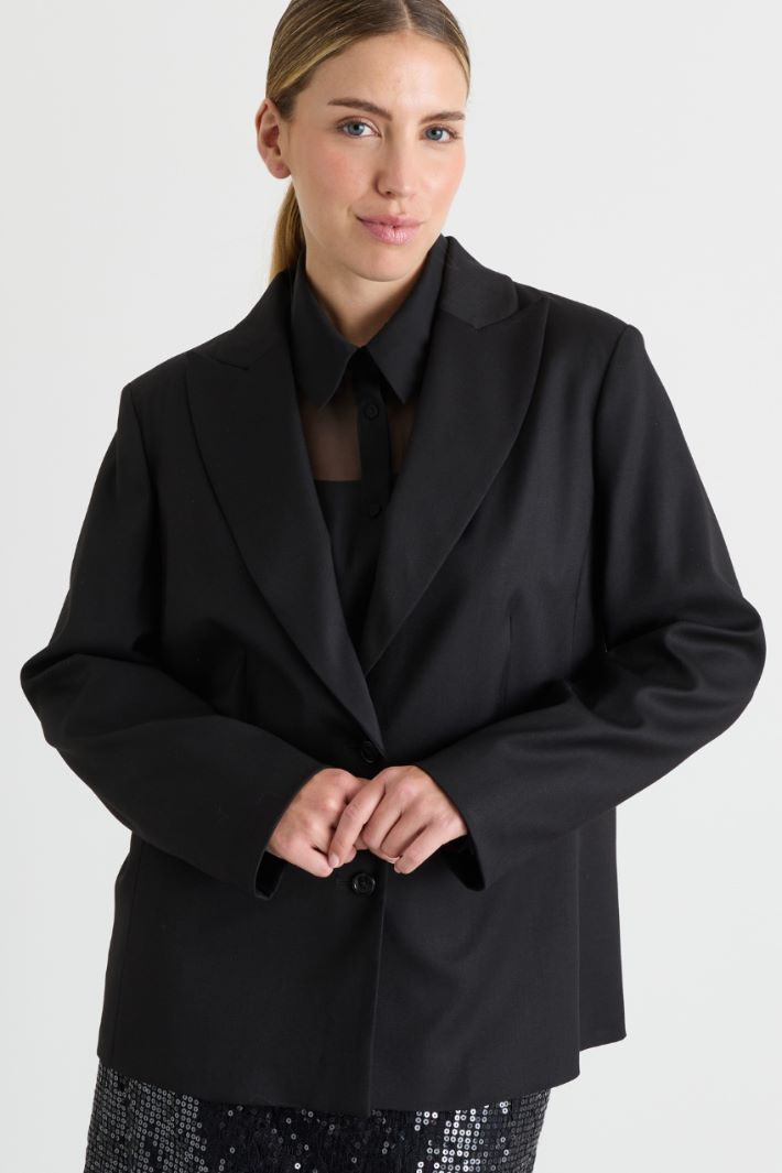 Blazer en flanelle - NOIR - Intrend - 3