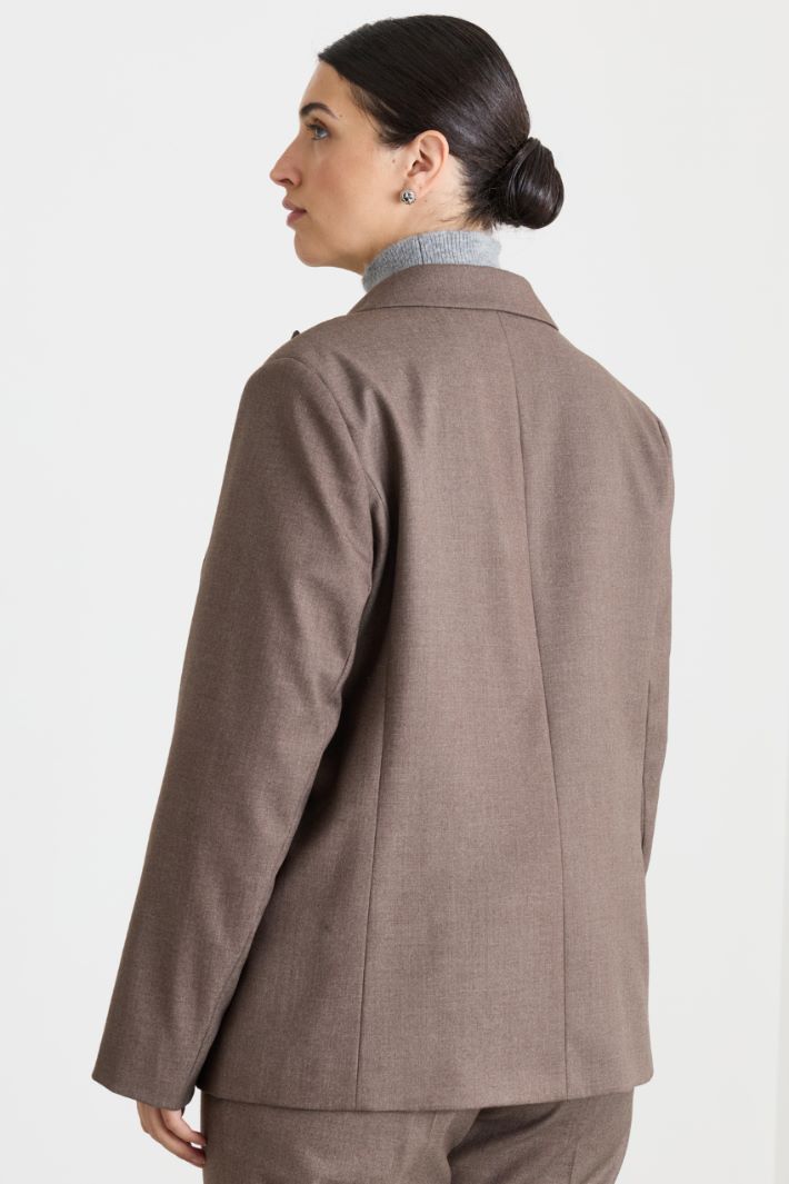 Flannel blazer - BROWN - Intrend - 4