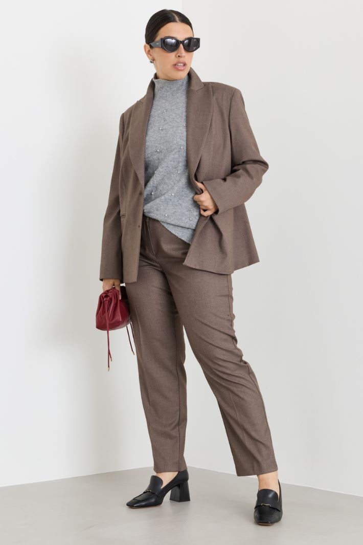 Flannel blazer - BROWN - Intrend