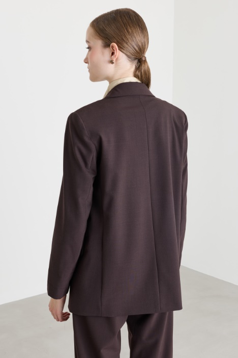 Blazer open-front in tela di misto lana stretch