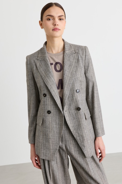 Check double-breasted jacket - Intrend