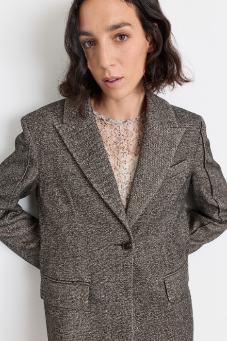 Blazer in tweed di lana e cotone