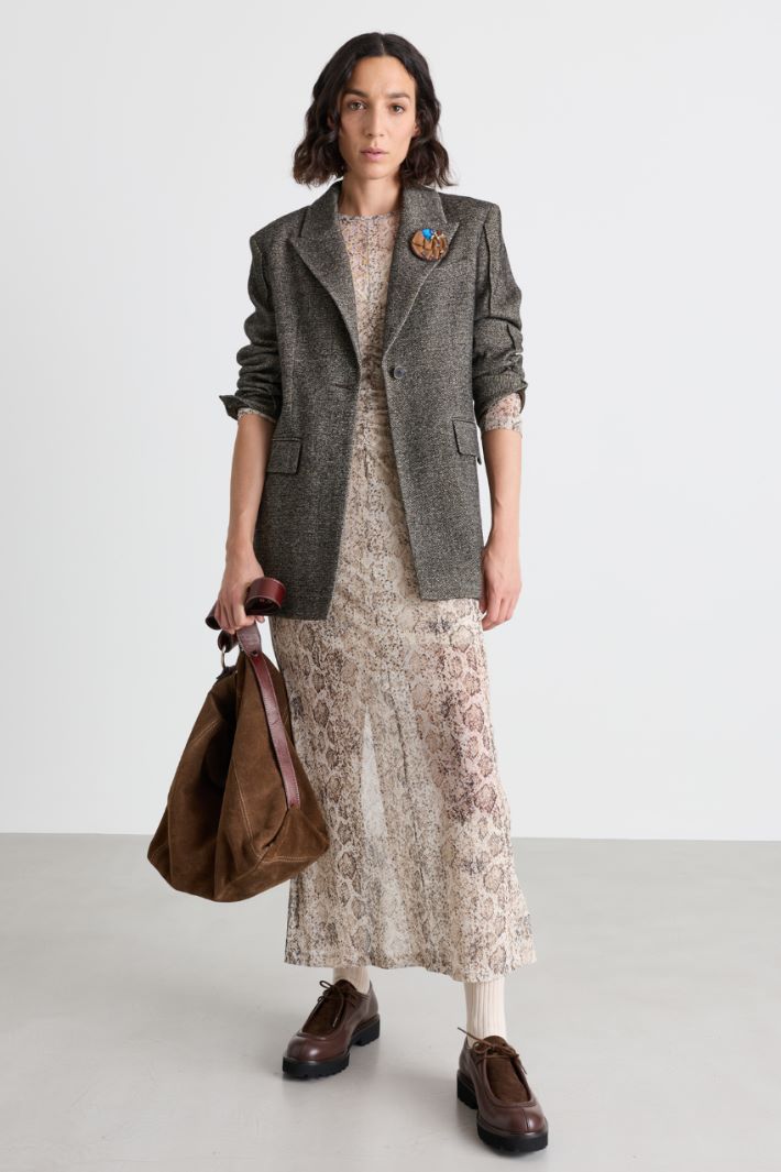 Blazer in tweed - MARRONE - Intrend
