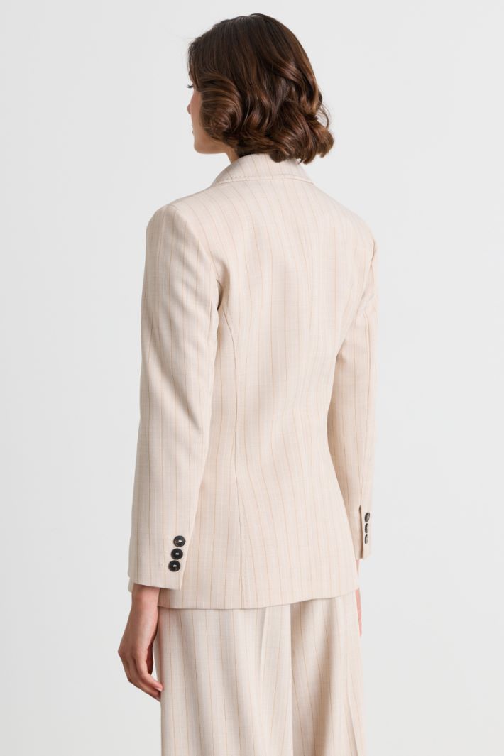 Stretch canvas blazer - BEIGE - Intrend - 4