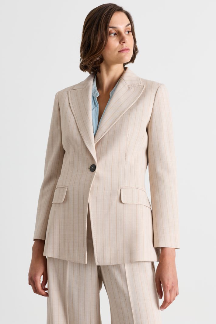 Stretch canvas blazer - BEIGE - Intrend - 2