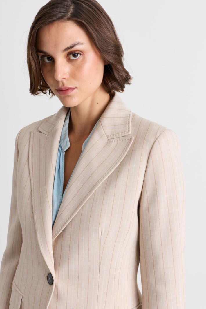 Stretch canvas blazer - BEIGE - Intrend - 3