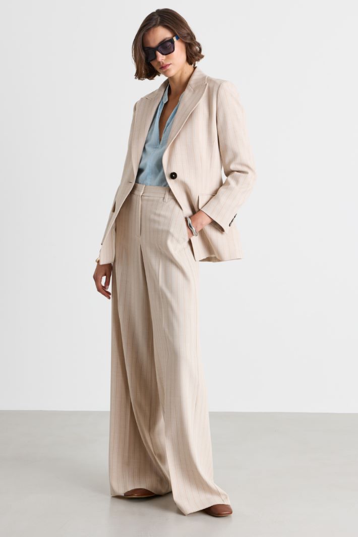Stretch canvas blazer - BEIGE - Intrend