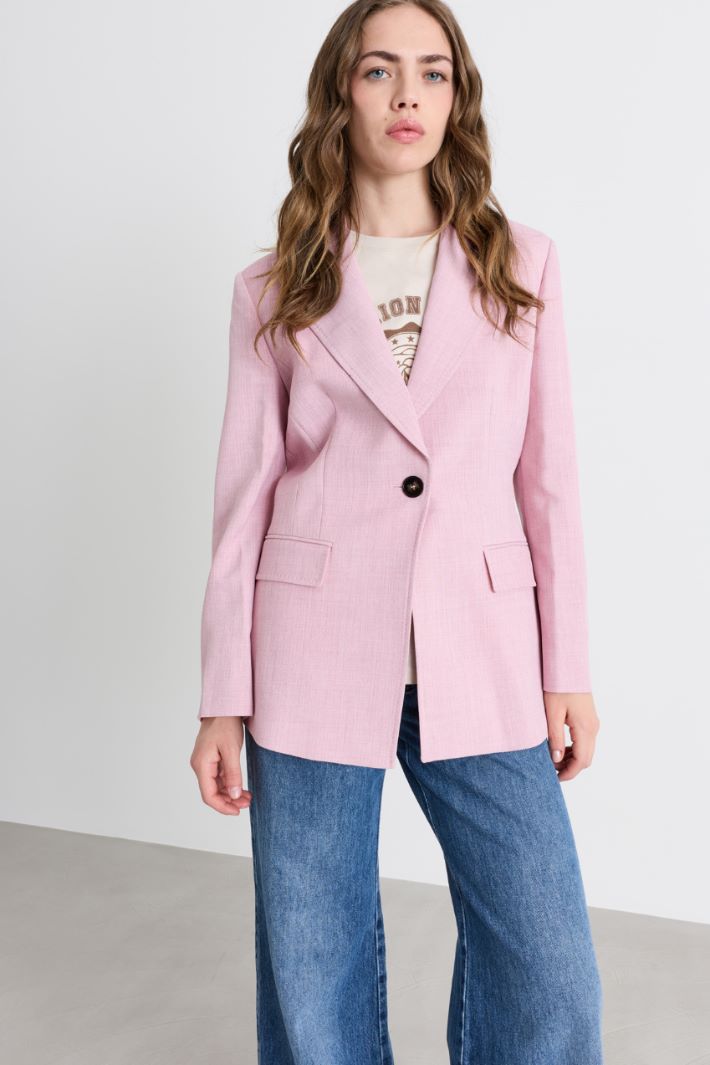 Stretch canvas blazer - PINK - Intrend - 2
