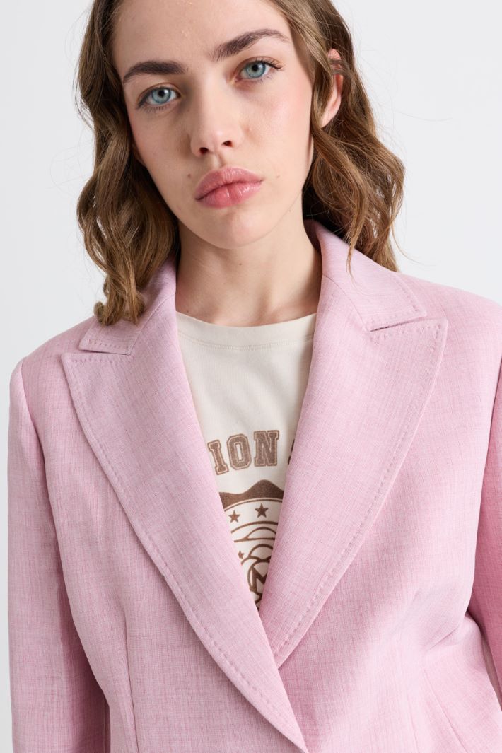 Stretch canvas blazer - PINK - Intrend - 3