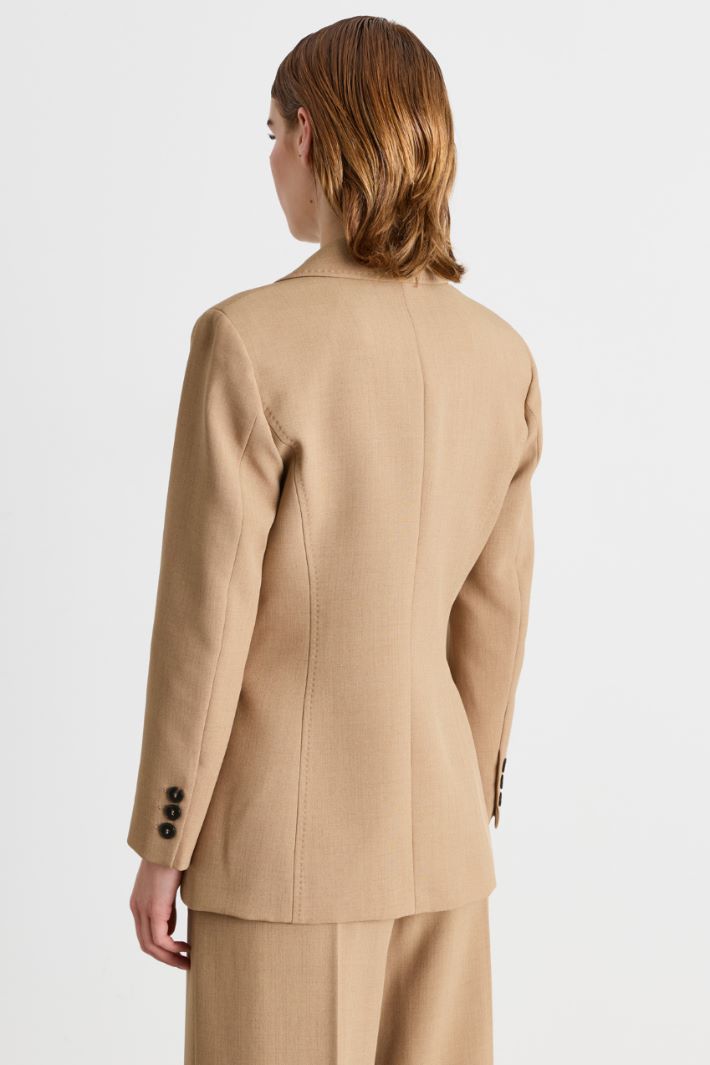 Stretch canvas blazer - CAMEL - Intrend - 4