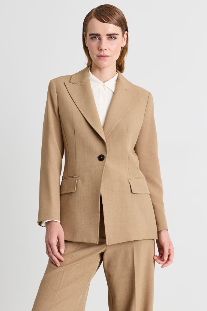 Stretch canvas blazer - CAMEL - Intrend - 2