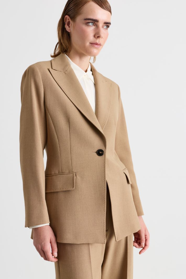 Stretch canvas blazer - CAMEL - Intrend - 3