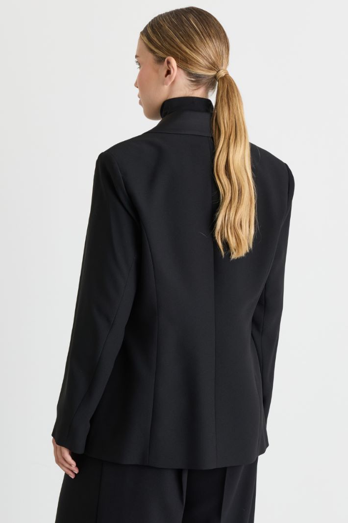 Blazer en satin mat - NOIR - Intrend - 4