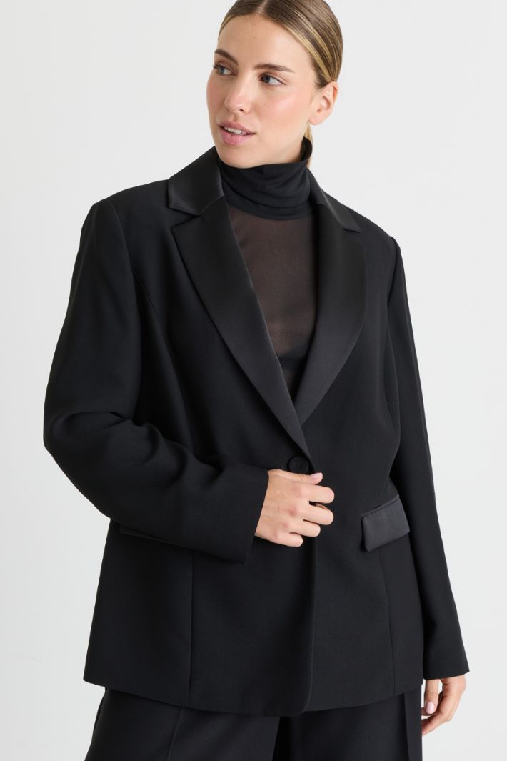 Blazer en satin mat - NOIR - Intrend - 3