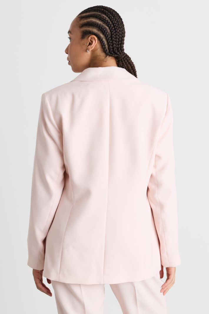 Matte satin blazer - PINK - Intrend - 4