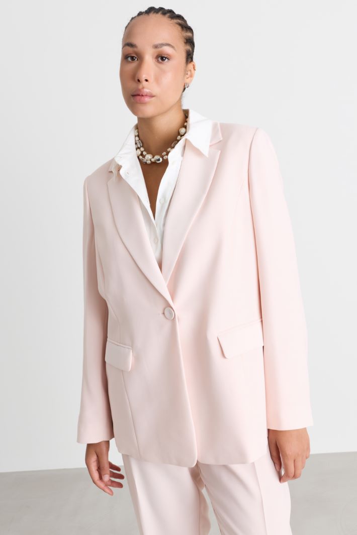Matte satin blazer - PINK - Intrend - 2