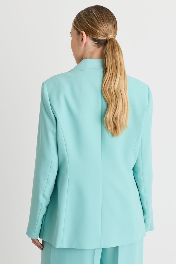 Matte satin blazer - LIGHT BLUE - Intrend - 4