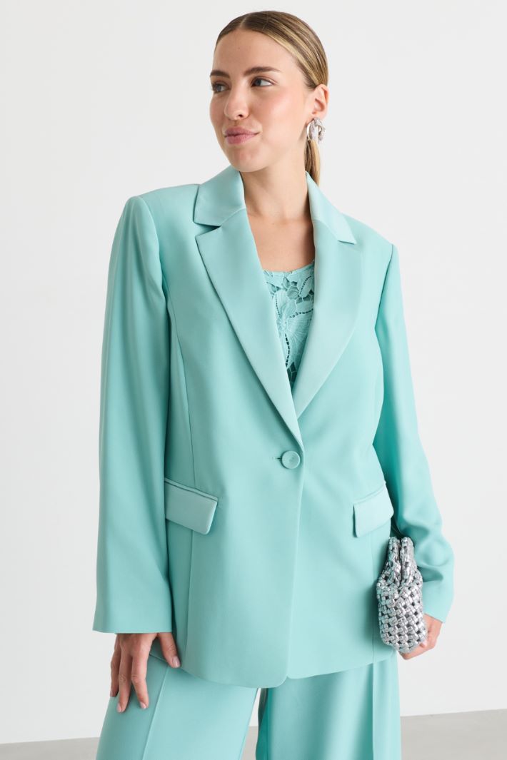 Matte satin blazer - LIGHT BLUE - Intrend - 2