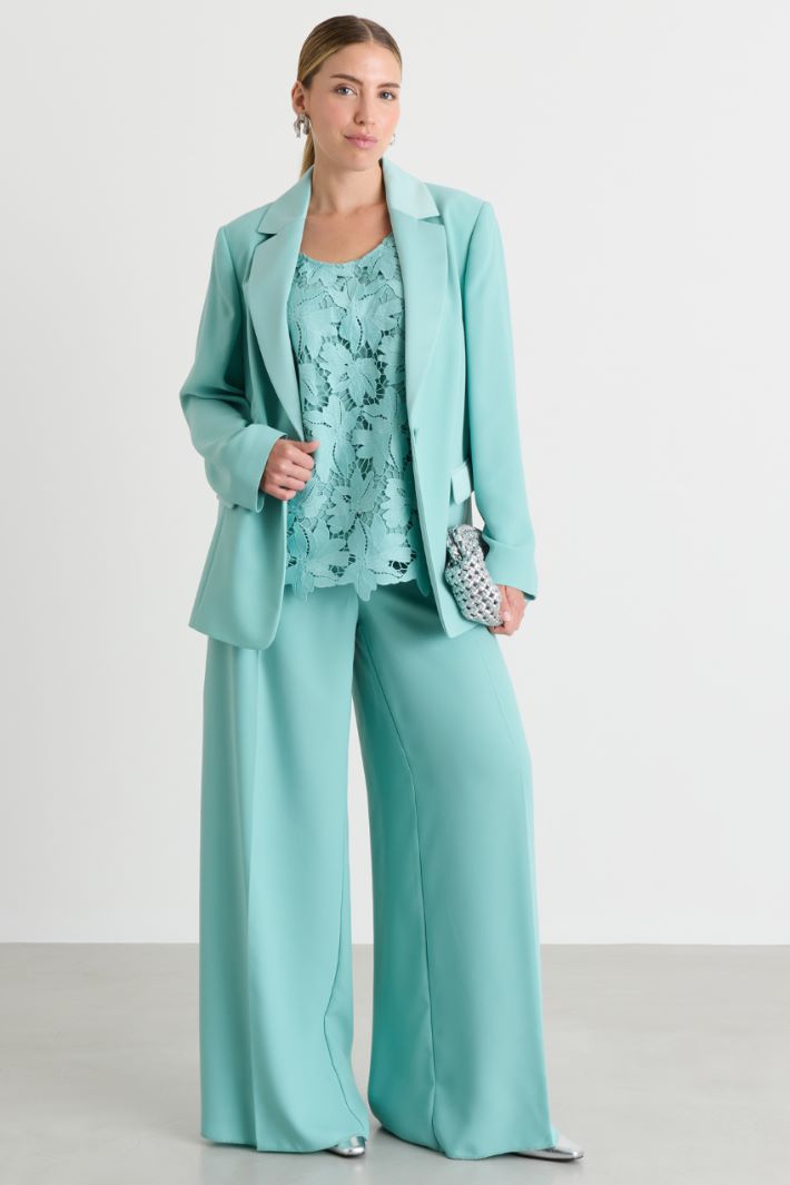 Matte satin blazer - LIGHT BLUE - Intrend