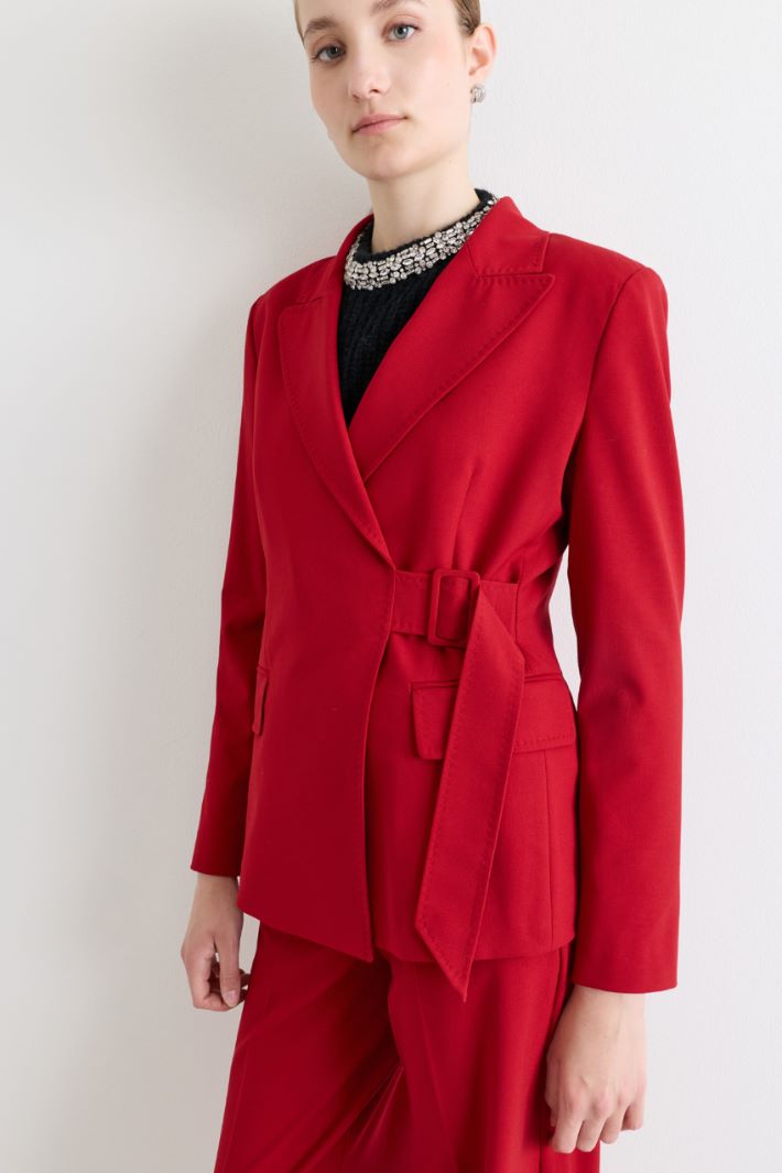 Side-belted jacket - RED - Intrend - 3