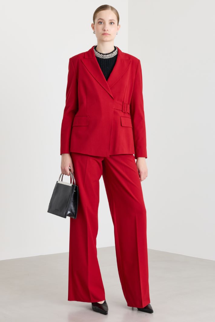 Side-belted jacket - RED - Intrend