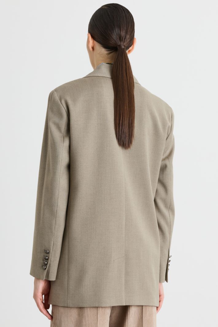 Stretch twill blazer - BEIGE - Intrend - 4