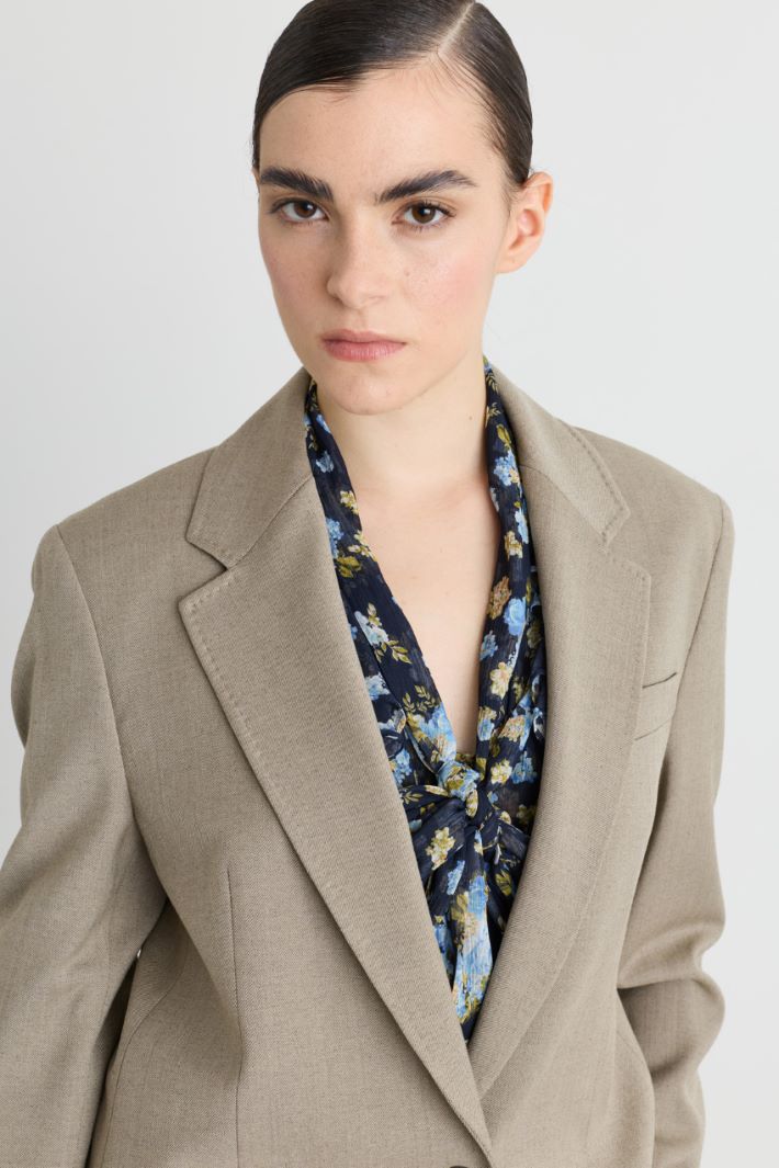 Stretch twill blazer - BEIGE - Intrend - 3
