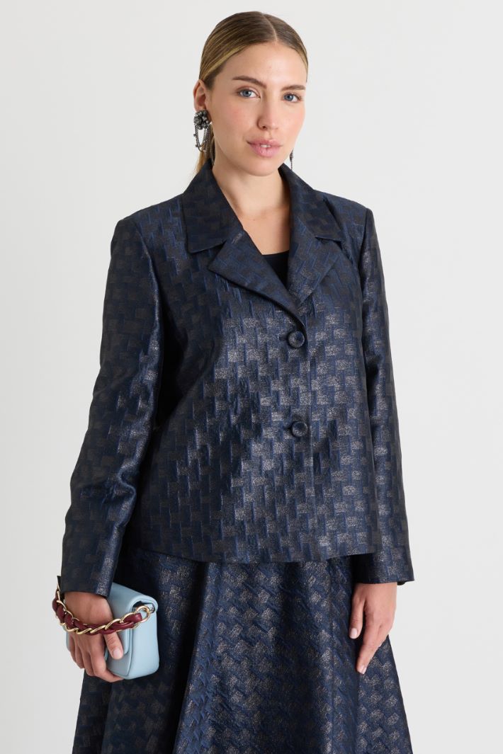 Jacquard jacket - BLUE - Intrend - 2