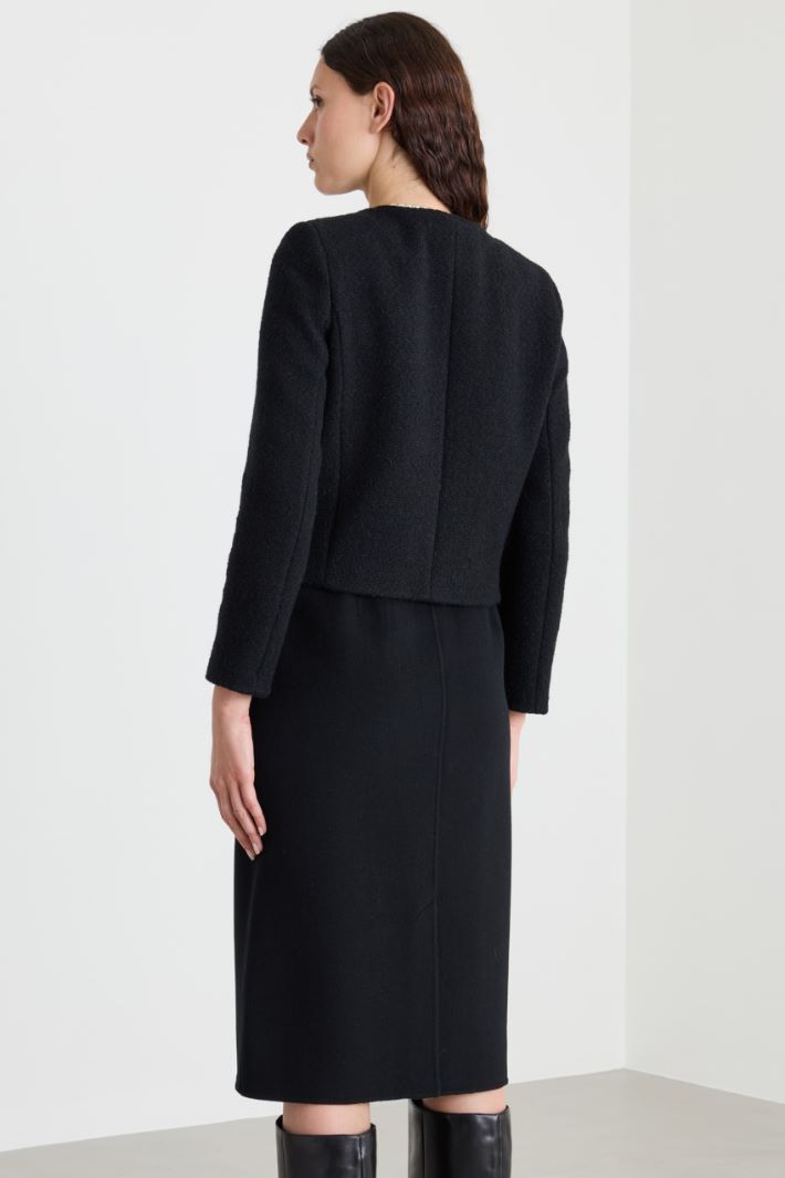 Straight-cut bouclé jacket - BLACK - Intrend - 4