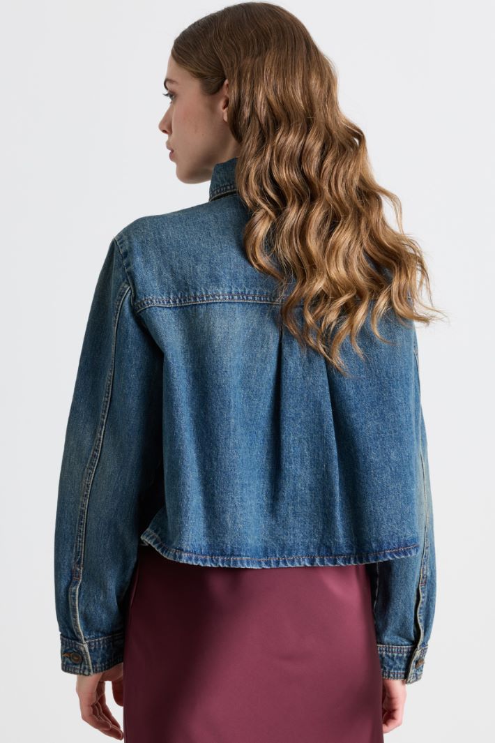 Cropped denim jacket - LIGHT BLUE - Intrend - 4
