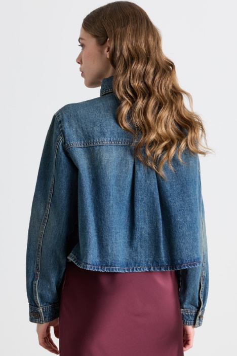 Giacca cropped in jeans