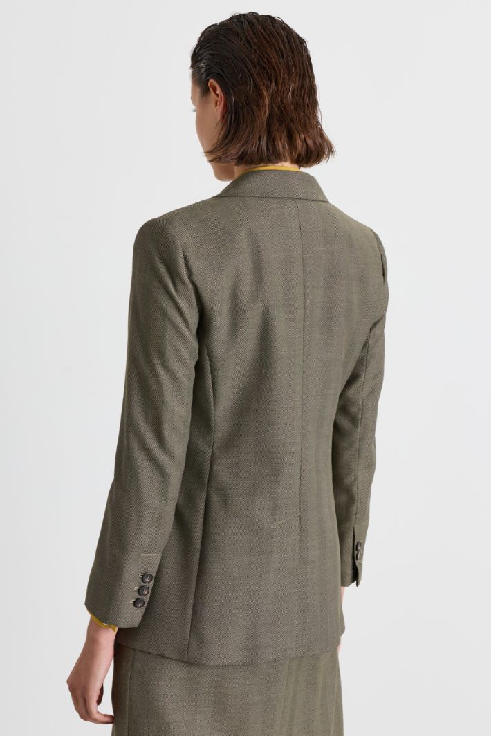 Crystal-Embellished Fluid Serge Jacket - GREEN - Intrend - 4