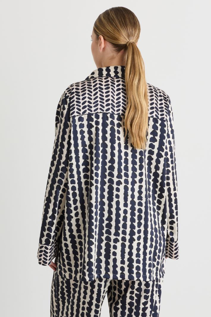 Printed twill blazer - BLUE WHITE - Intrend - 4