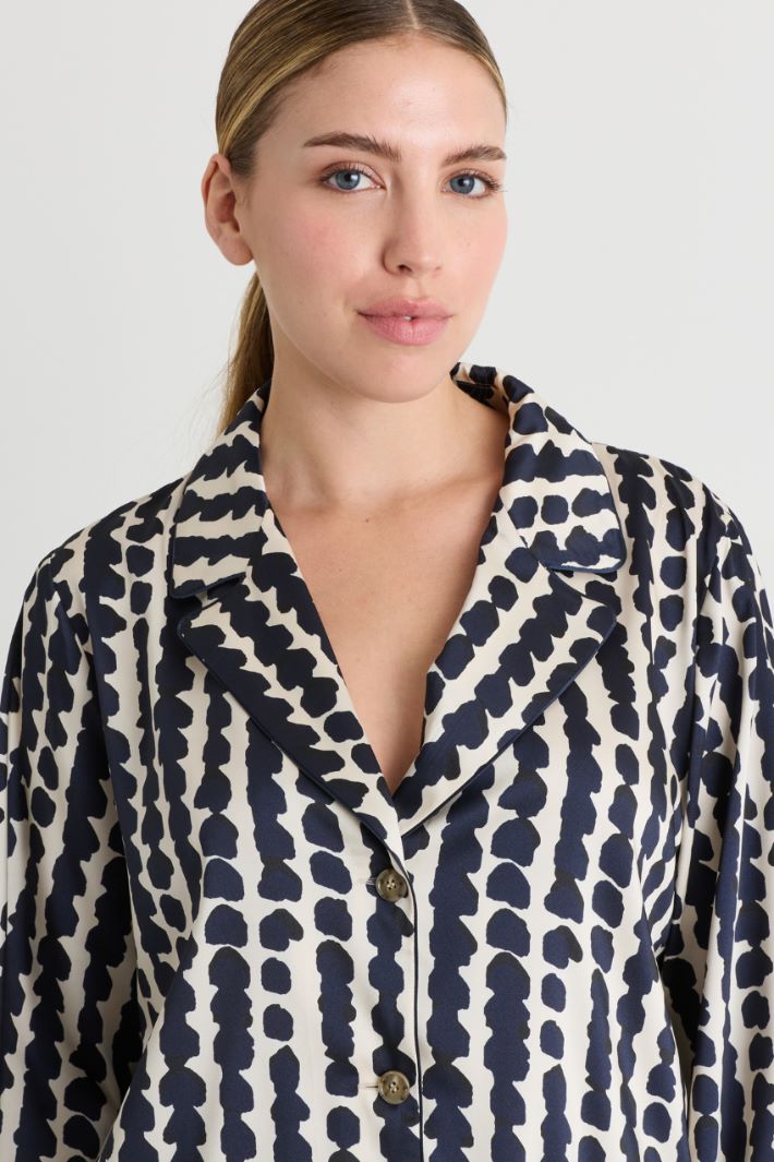 Printed twill blazer - BLUE WHITE - Intrend - 3