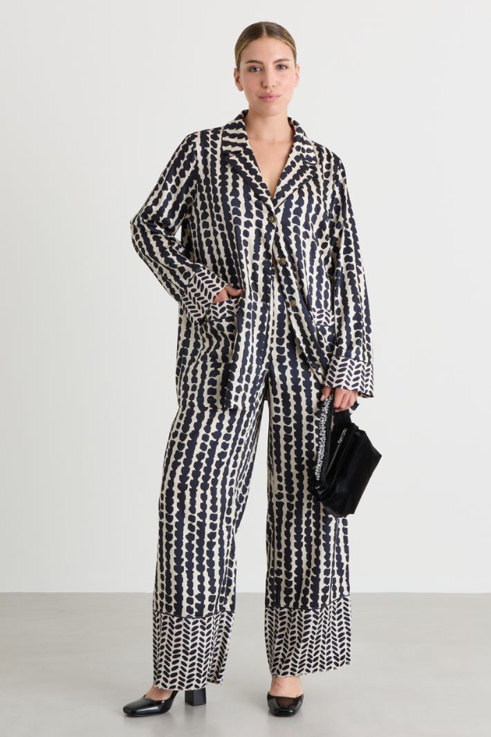 Printed twill blazer - BLUE WHITE - Intrend