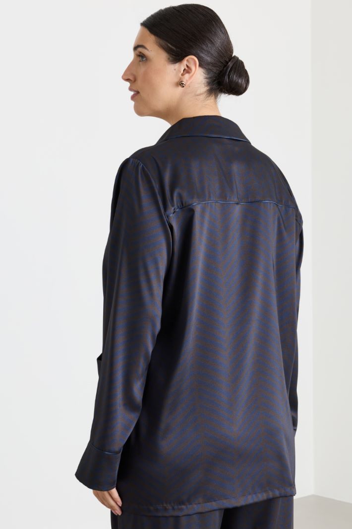 Printed twill blazer - BROWN BLUE - Intrend - 4