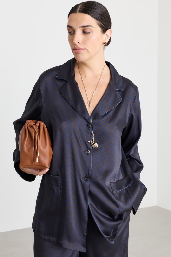 Printed twill blazer - BROWN BLUE - Intrend - 2