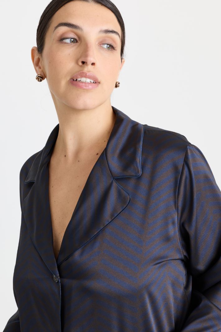 Printed twill blazer - BROWN BLUE - Intrend - 3