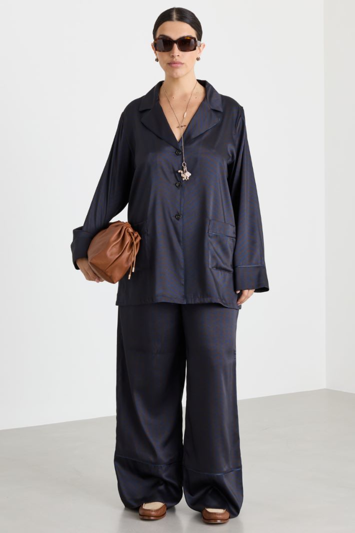 Printed twill blazer - BROWN BLUE - Intrend