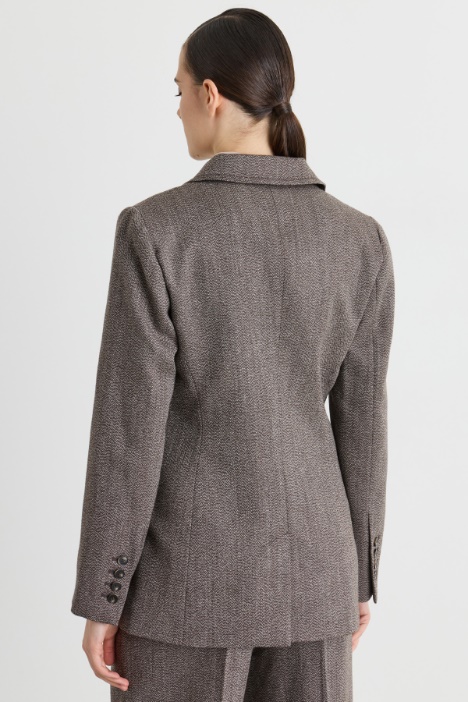 Blazer aderente in lana mouliné
