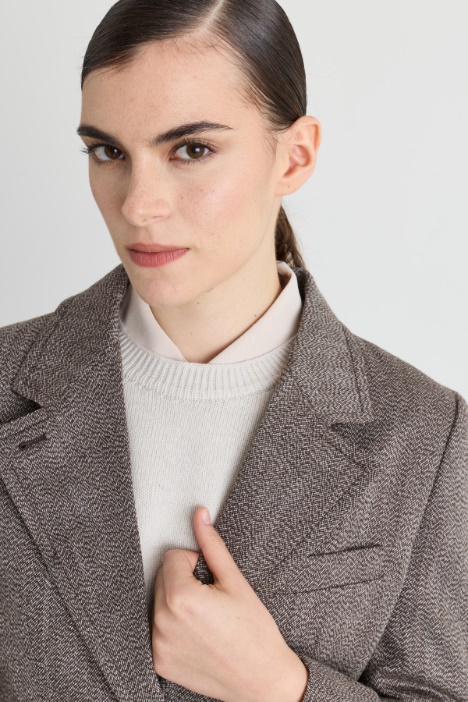 Blazer aderente in lana mouliné